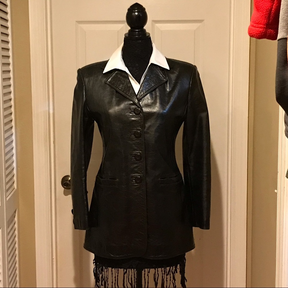 Tara Bulgarian Leather black Leather jacket sz 10